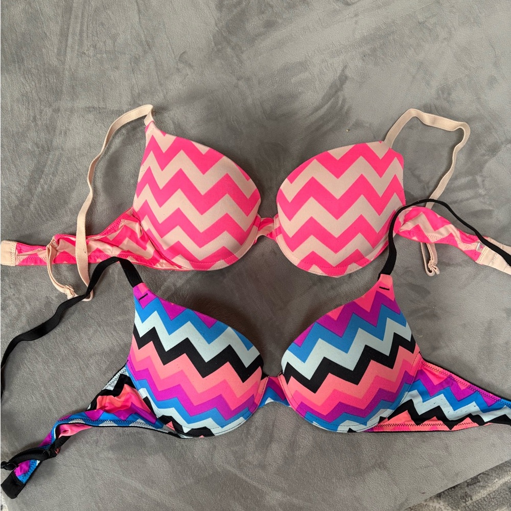 PINK Victoria's Secret Chevron Bras - Pink and Blue